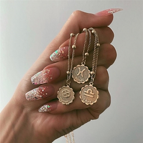12 Constellations Coin Pendants Necklace  PW884
