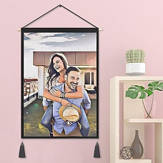 Personalized Custom Couple Photo Tapestry - Wall Decor Hanging Fabric Art Painting Hanger Frame Poster PW254