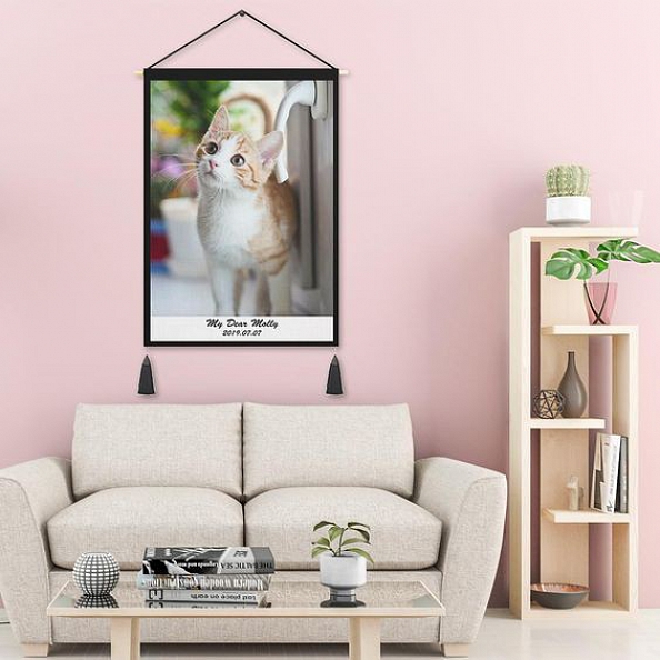 Custom Tapestry Personalized Photo Tapestry Engraving Wall Decor Hanging Fabric Tapestry Poster Pet Name & Special Date PW257