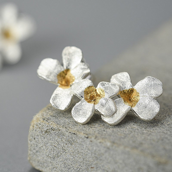 Sterling Silver Blossom Stud Earrings PWB455