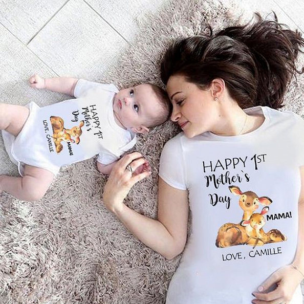 Custom Rabbit Mother's Day Baby Bodysuits PW149