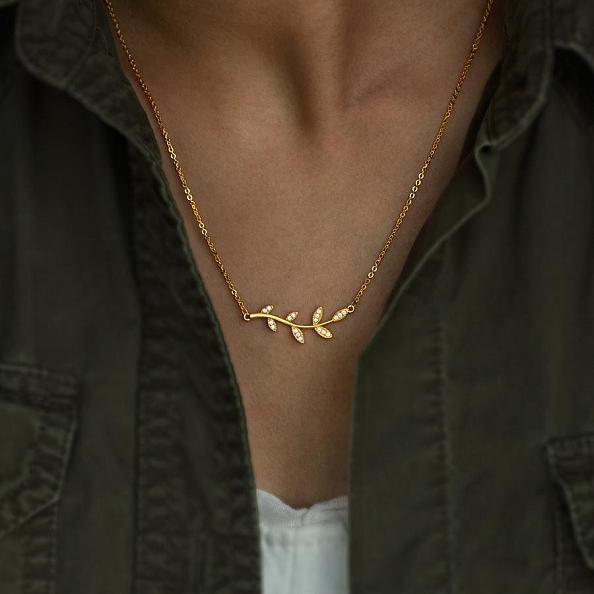 BE-LEAF IN YOURSELF LIKE I DO Tree Leaf Necklace PWB474